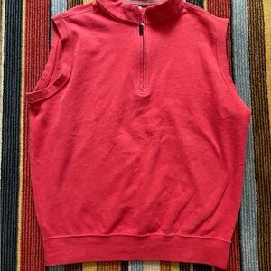 Peter Millar Vest Men's Medium Red 1/4 Zip Golf Stretch Cotton